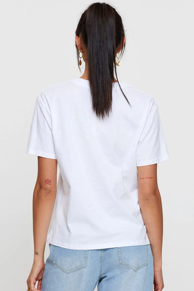 White Graphic T Shirt Short Sleeve sold by Ally Fashion product image thumbnail 5