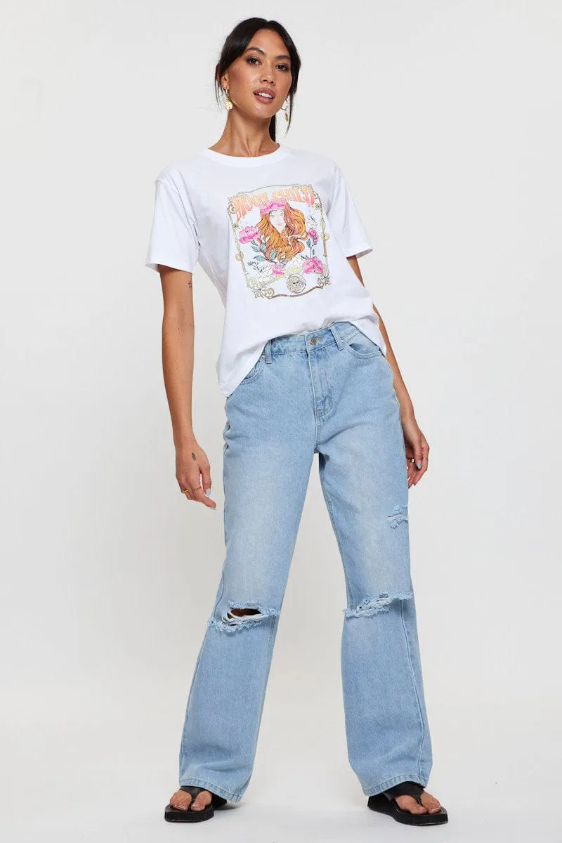 White Graphic T Shirt Short Sleeve sold by Ally Fashion product image thumbnail 2