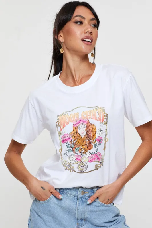 White Graphic T Shirt Short Sleeve sold by Ally Fashion