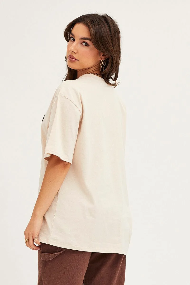 Beige Graphic T Shirt Crew Neck sold by Ally Fashion product image thumbnail 5