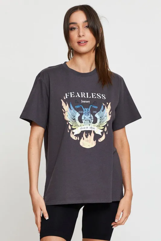 Black Graphic T Shirt Short Sleeve sold by Ally Fashion