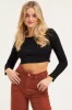 Black Top Long Sleeve Midriff sold by Ally Fashion