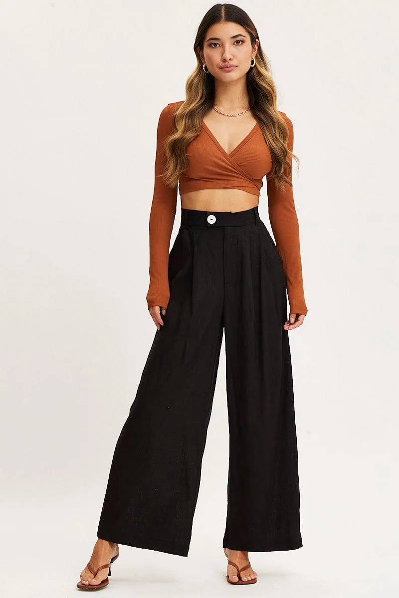 Black Top Long Sleeve Midriff sold by Ally Fashion product image thumbnail 2