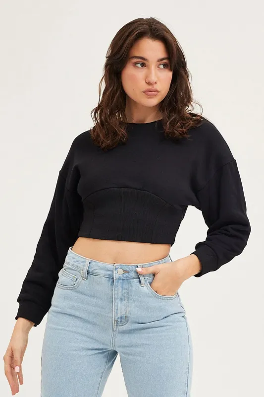 Black Corset Jumper Long Sleeve sold by Ally Fashion