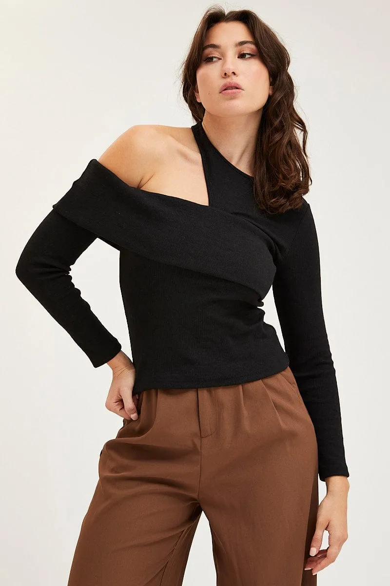 Black Asymmetric Top Long Sleeve sold by Ally Fashion product image thumbnail 3