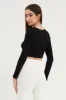 Black Rib Crop Top Long Sleeve sold by Ally Fashion
