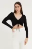 Black Rib Crop Top Long Sleeve sold by Ally Fashion