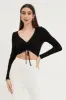 Black Rib Crop Top Long Sleeve sold by Ally Fashion