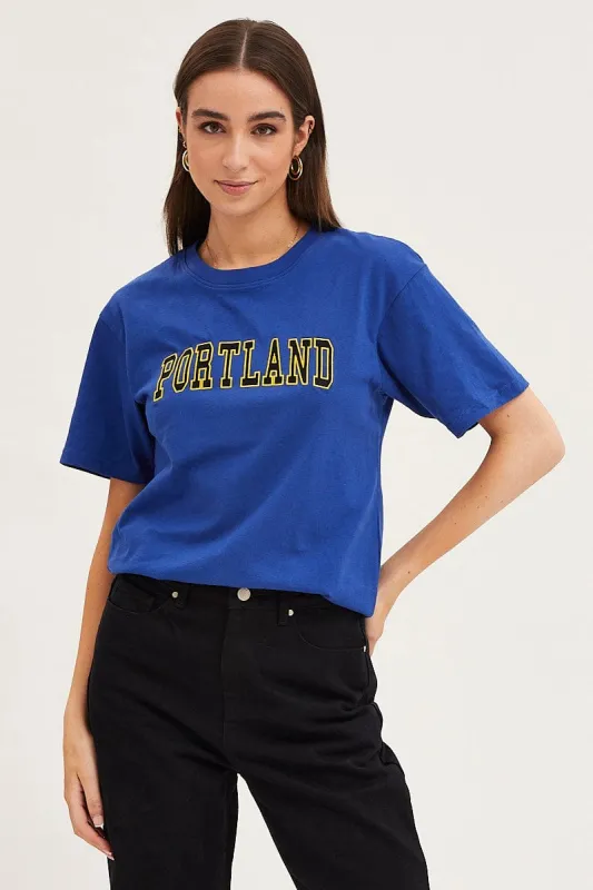 Blue T Shirt Short Sleeve made by Ally Fashion