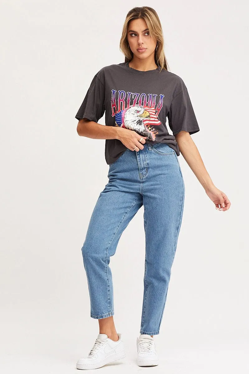 Grey Graphic T Shirt Short Sleeve sold by Ally Fashion product image thumbnail 2