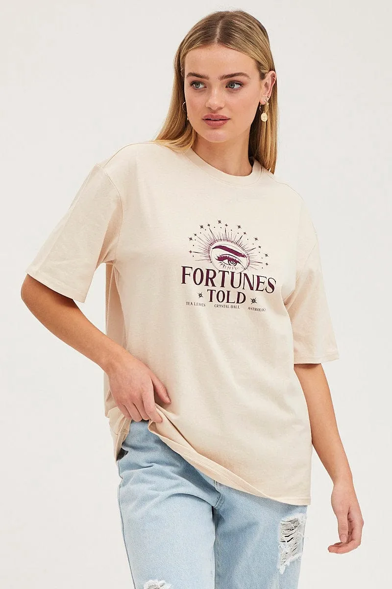 Beige Long Line T Shirt Short Sleeve sold by Ally Fashion product image thumbnail 3