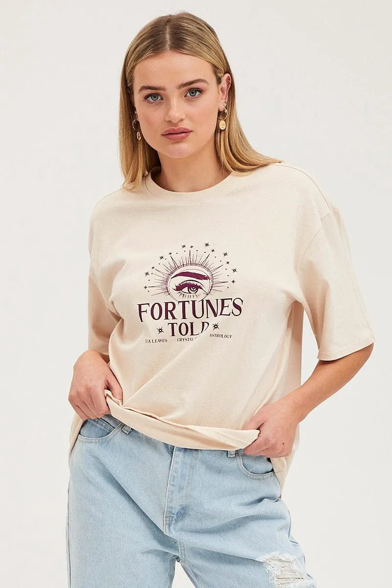 Beige Long Line T Shirt Short Sleeve sold by Ally Fashion