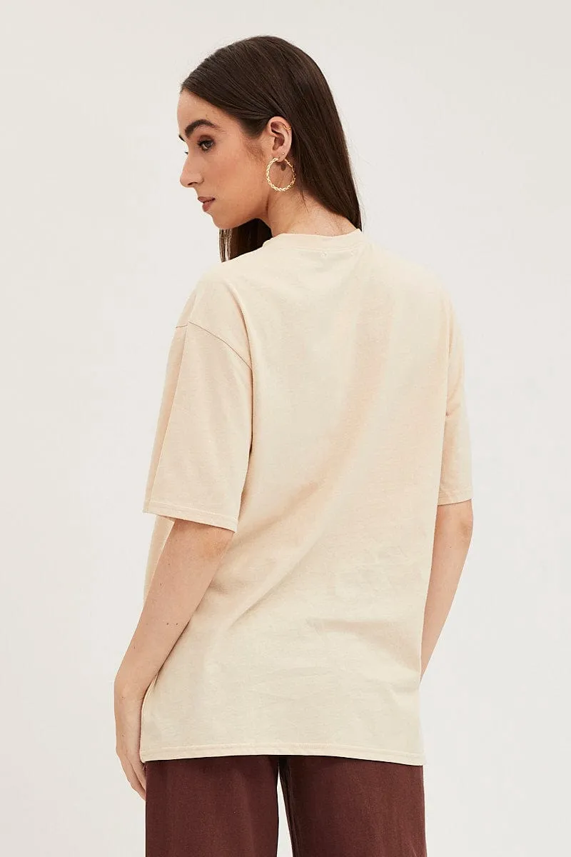 Beige Graphic Tank Short Sleeve Cotton sold by Ally Fashion product image thumbnail 5