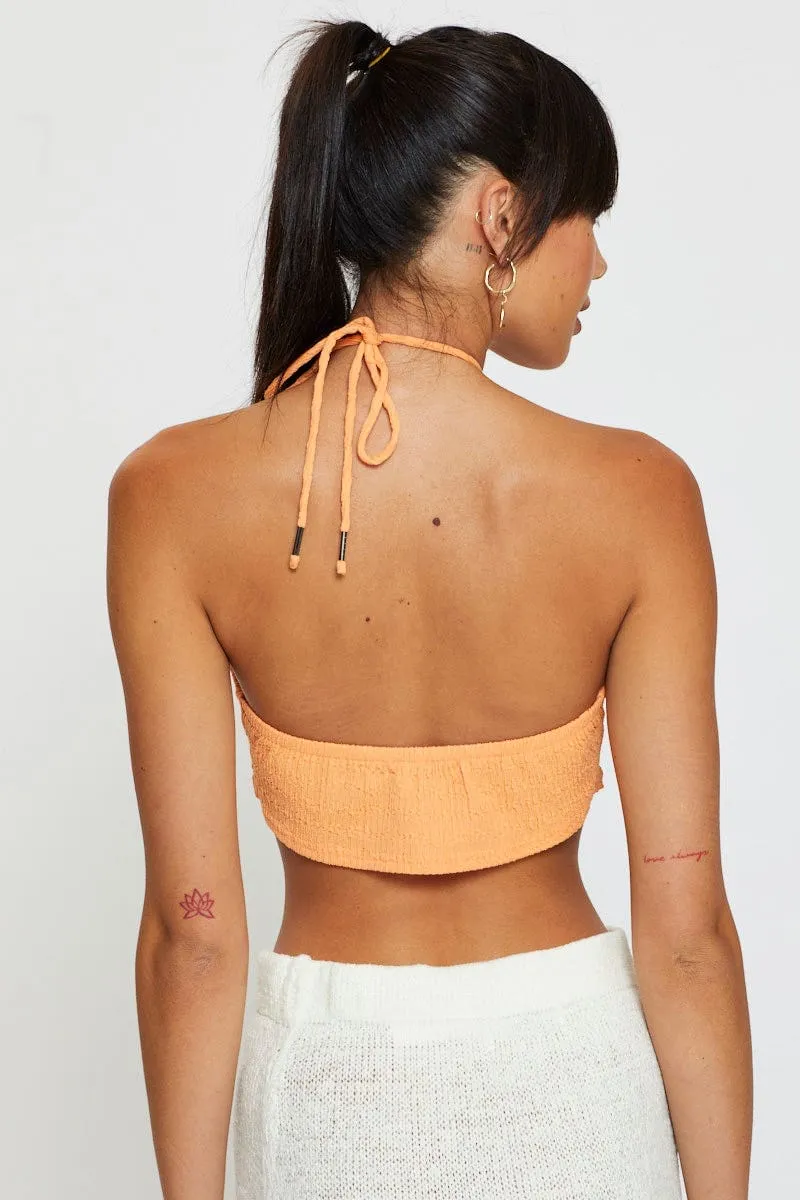 Orange Scarf Crop Top Halter Neck sold by Ally Fashion product image thumbnail 5