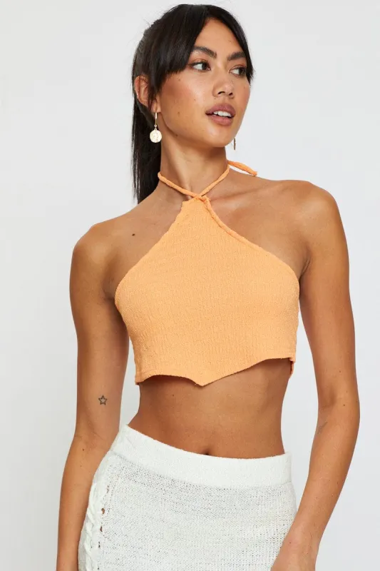 Orange Scarf Crop Top Halter Neck sold by Ally Fashion