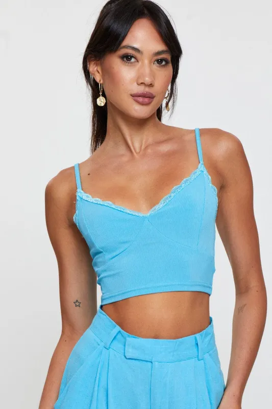 Blue Crop Top Lace sold by Ally Fashion