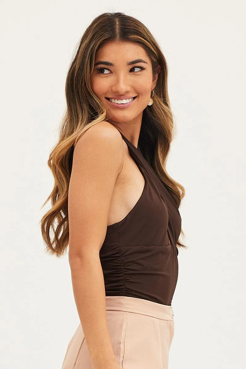 Brown Bodysuit Halter Neck sold by Ally Fashion product image thumbnail 4