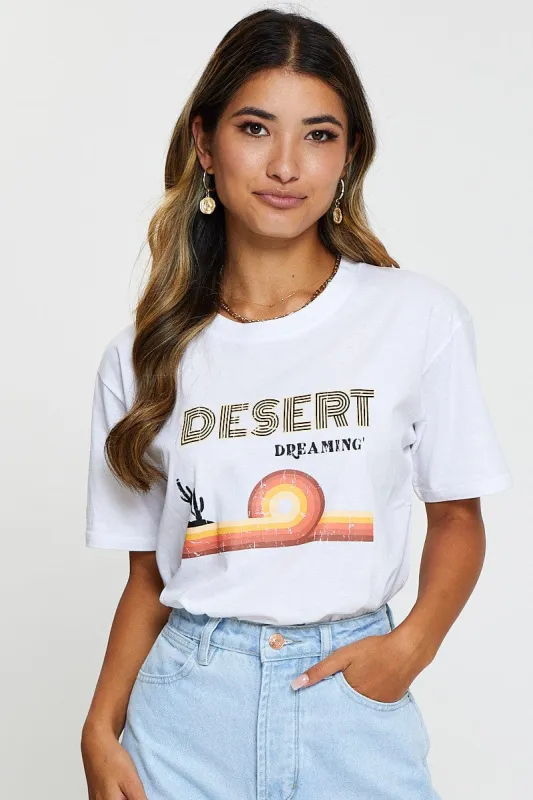 White Graphic T Shirt Short Sleeve sold by Ally Fashion