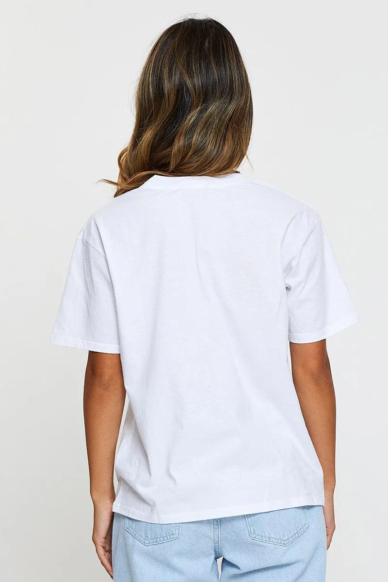 White Graphic T Shirt Short Sleeve sold by Ally Fashion product image thumbnail 5