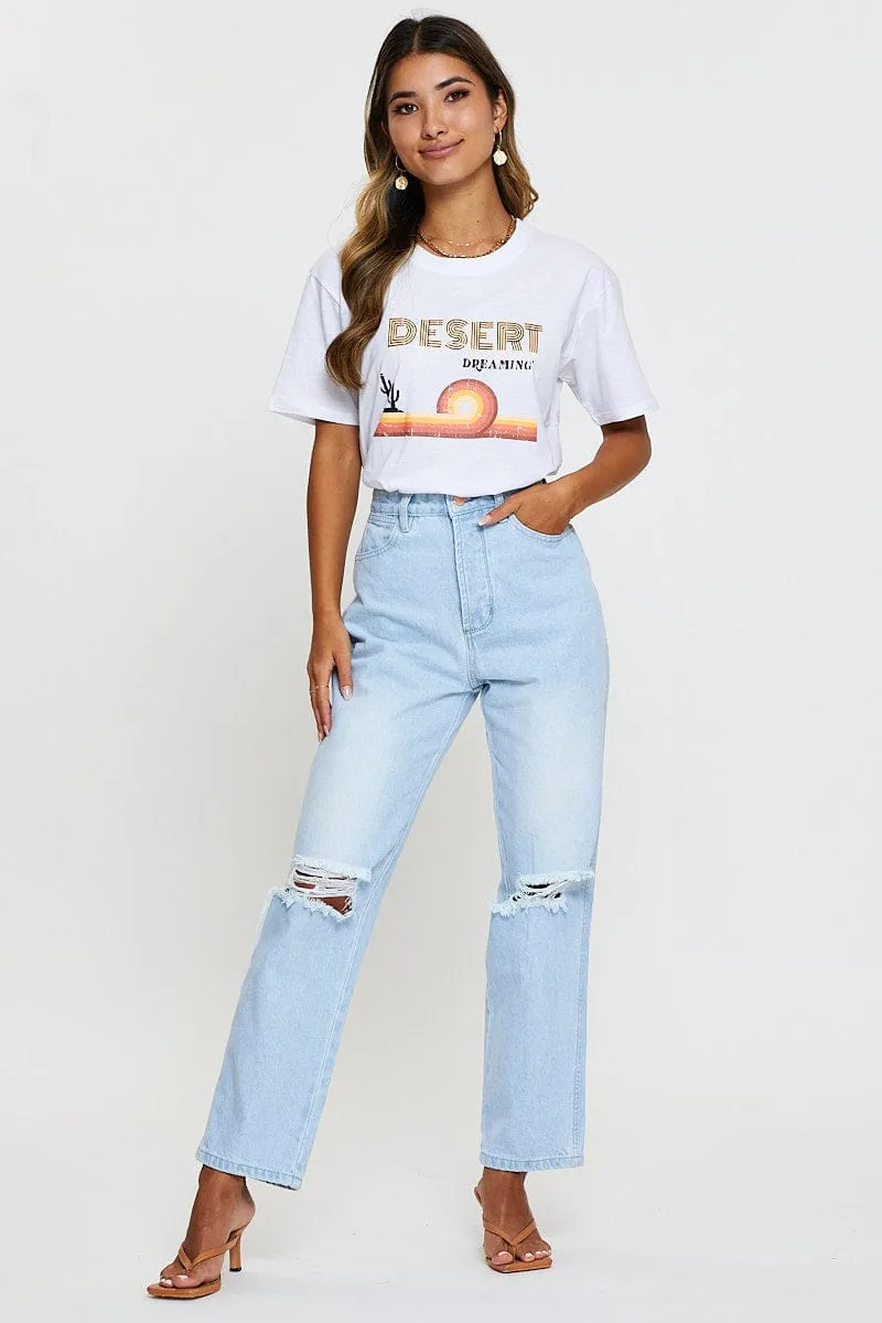 White Graphic T Shirt Short Sleeve sold by Ally Fashion product image thumbnail 2