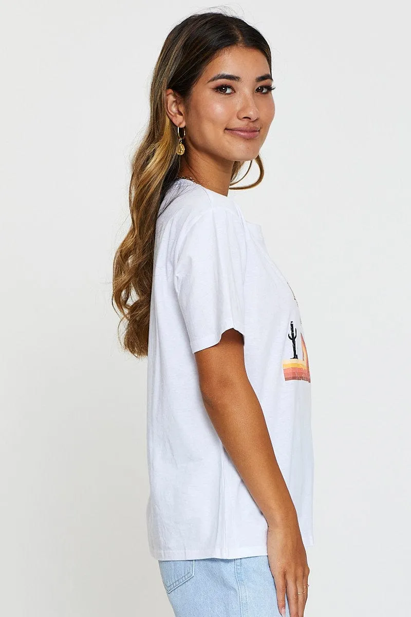 White Graphic T Shirt Short Sleeve sold by Ally Fashion product image thumbnail 4