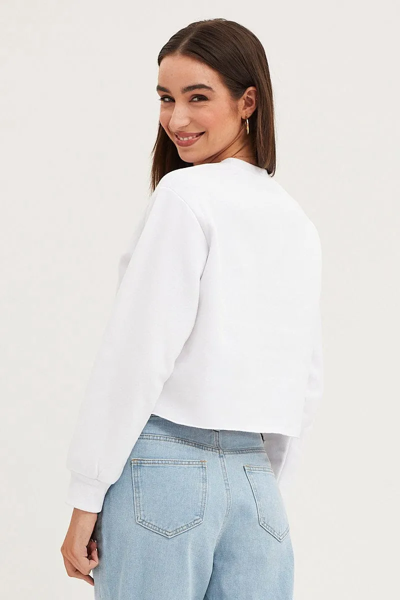White Crop Sweatshirts Embroided sold by Ally Fashion product image thumbnail 5