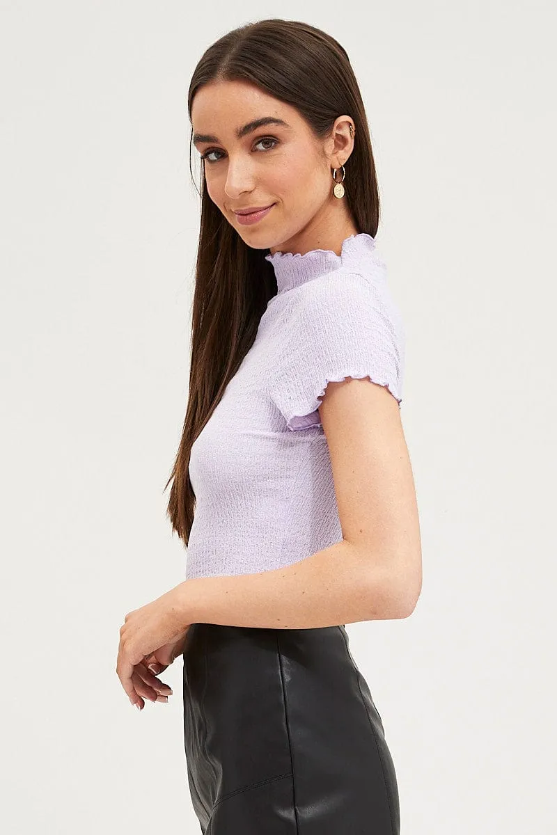Purple Textured Top Short Sleeve sold by Ally Fashion product image thumbnail 4