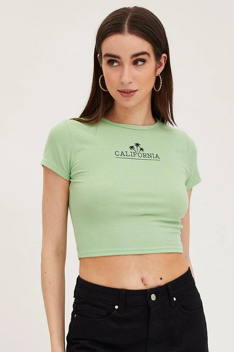 Green Graphic Top Short Sleeve sold by Ally Fashion