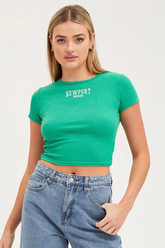 Green Graphic Top Short Sleeve sold by Ally Fashion