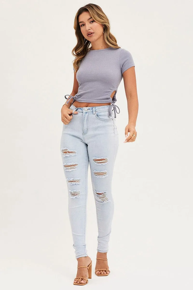 Blue Top Short Sleeve sold by Ally Fashion product image thumbnail 2