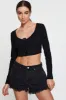 Black Corset Crop Top Long Sleeve sold by Ally Fashion