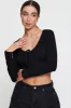 Black Corset Crop Top Long Sleeve sold by Ally Fashion