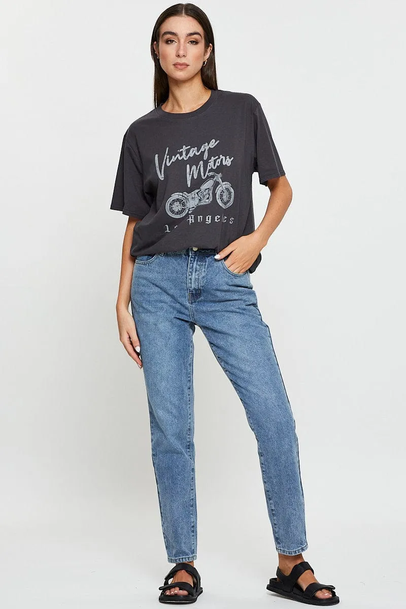 Black Graphic T Shirt Short Sleeve sold by Ally Fashion product image thumbnail 2