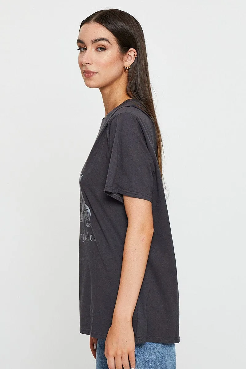 Black Graphic T Shirt Short Sleeve sold by Ally Fashion product image thumbnail 4