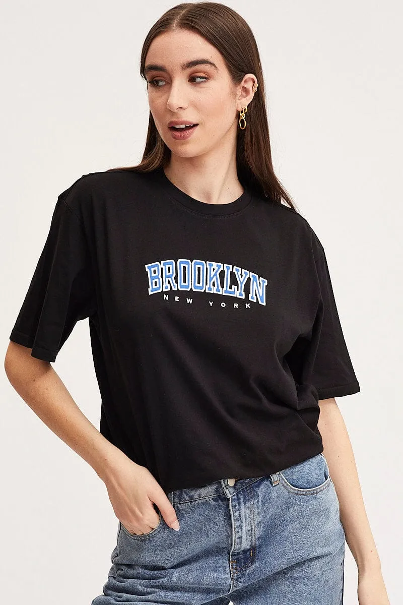 Black Graphic T Shirt Short Sleeve Embroided sold by Ally Fashion product image thumbnail 3