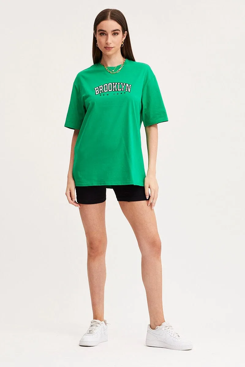 Green Graphic T Shirt Short Sleeve Embroided sold by Ally Fashion product image thumbnail 2