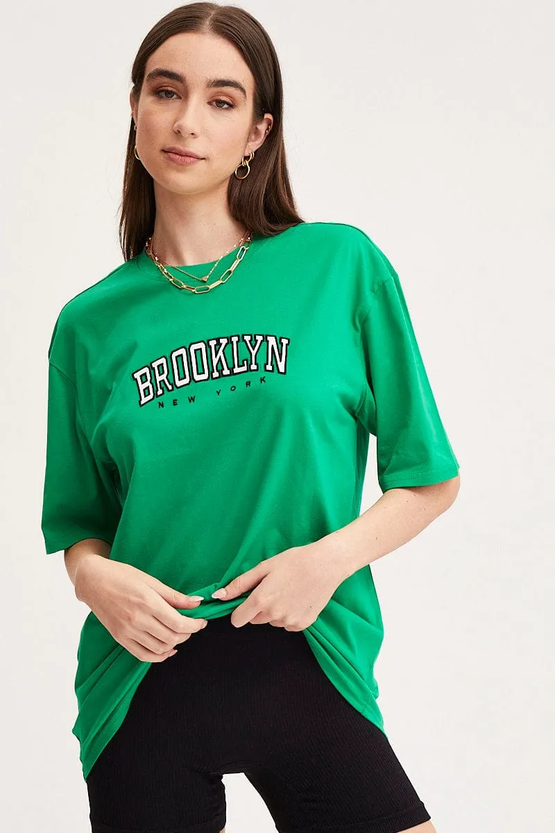Green Graphic T Shirt Short Sleeve Embroided sold by Ally Fashion product image thumbnail 3