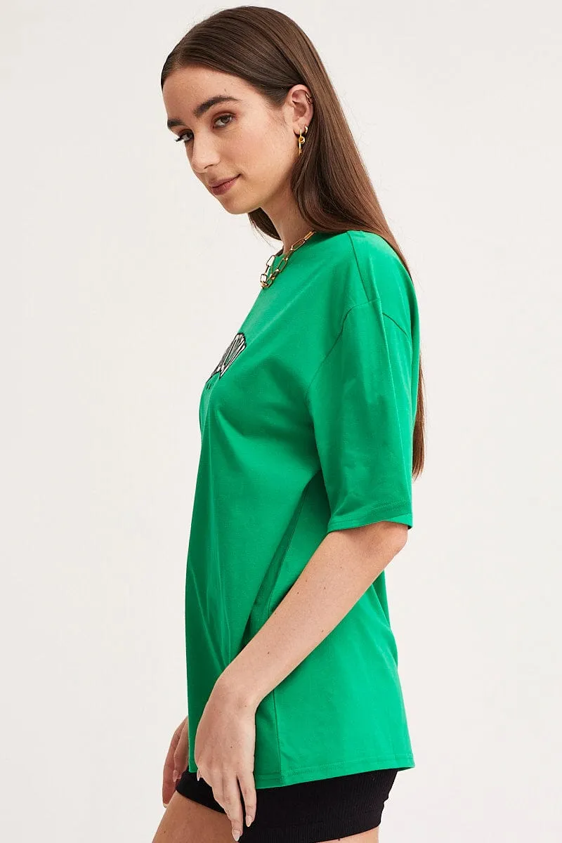 Green Graphic T Shirt Short Sleeve Embroided sold by Ally Fashion product image thumbnail 4