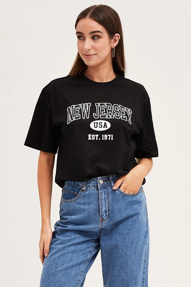 Black Short Sleeve Embroidered Graphic Tee sold by Ally Fashion product image thumbnail 3