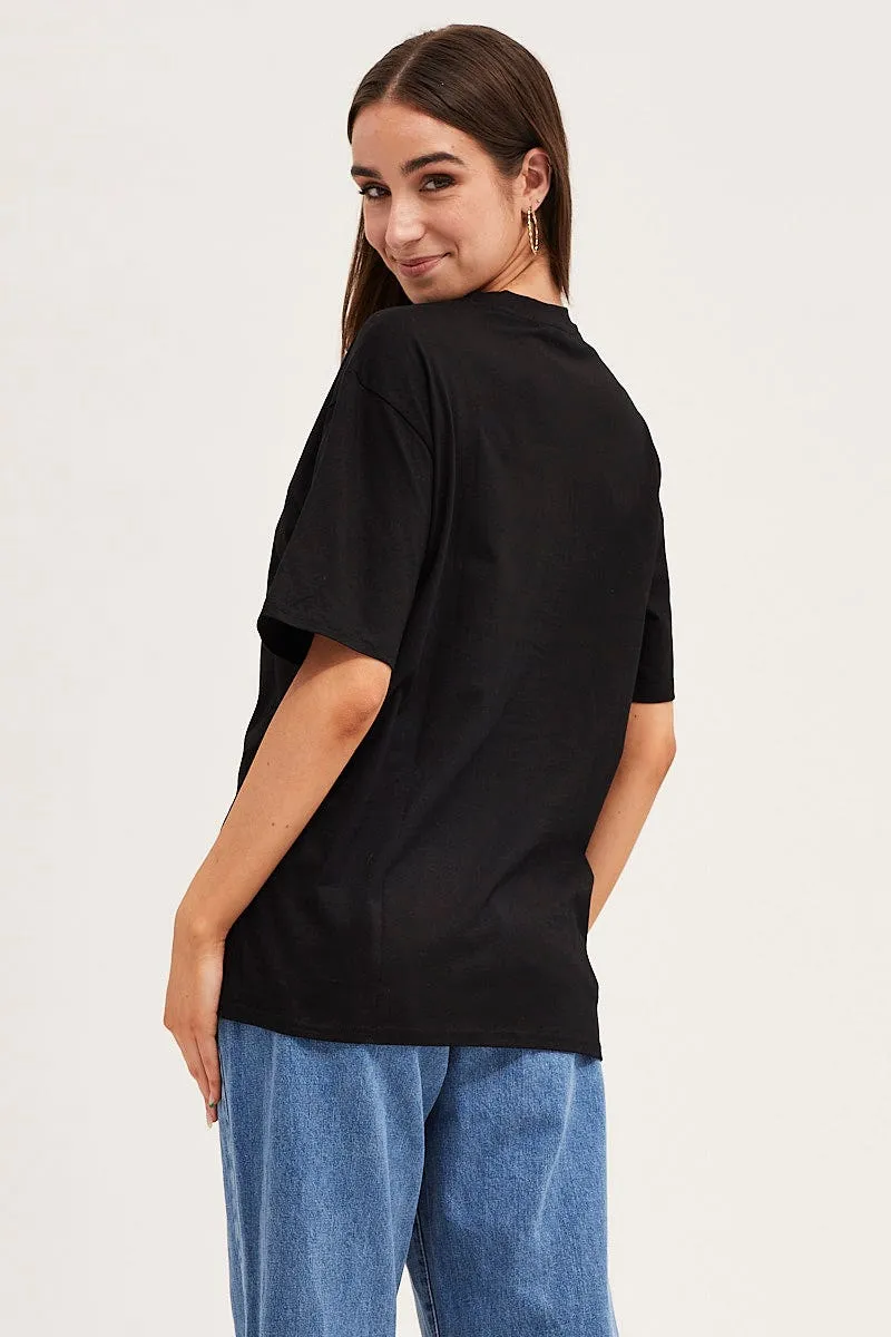 Black Short Sleeve Embroidered Graphic Tee sold by Ally Fashion product image thumbnail 5