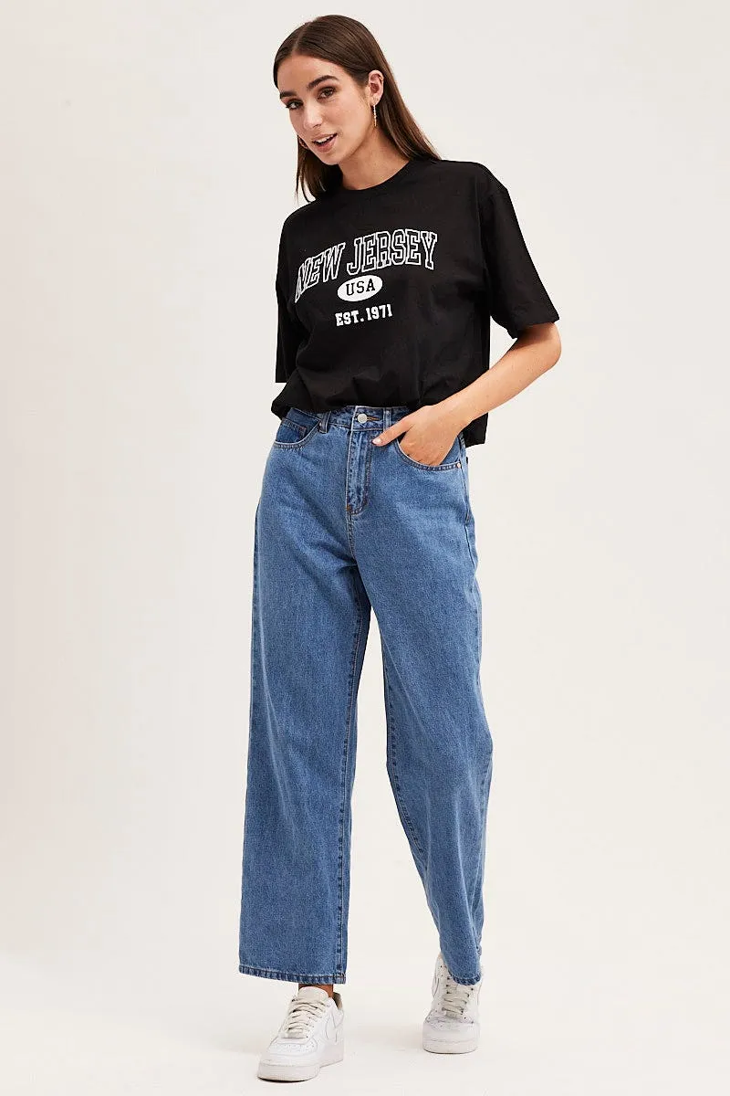 Black Short Sleeve Embroidered Graphic Tee sold by Ally Fashion product image thumbnail 2