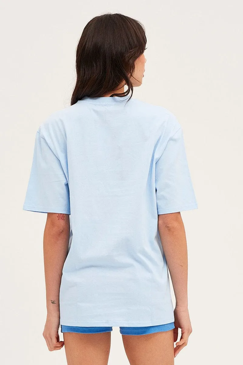 Blue Short Sleeve Graphic Tee sold by Ally Fashion product image thumbnail 5