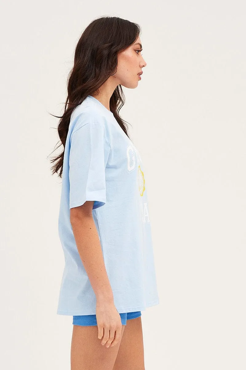 Blue Short Sleeve Graphic Tee sold by Ally Fashion product image thumbnail 4