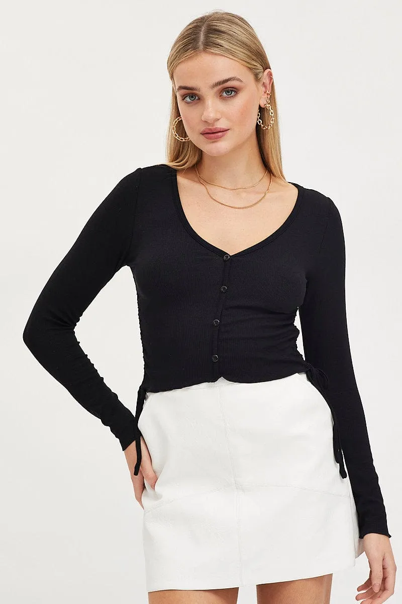 Black Button Front T Shirt Long Sleeve sold by Ally Fashion