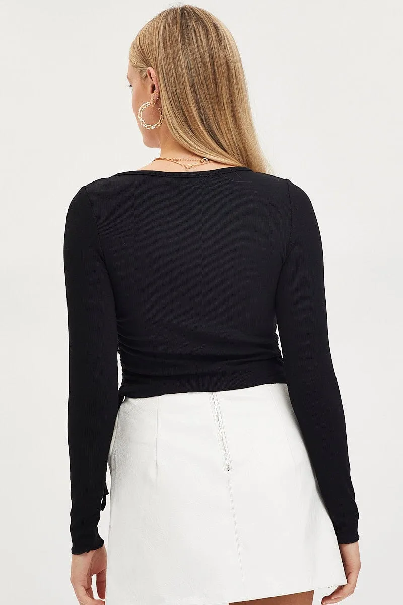 Black Button Front T Shirt Long Sleeve sold by Ally Fashion product image thumbnail 5