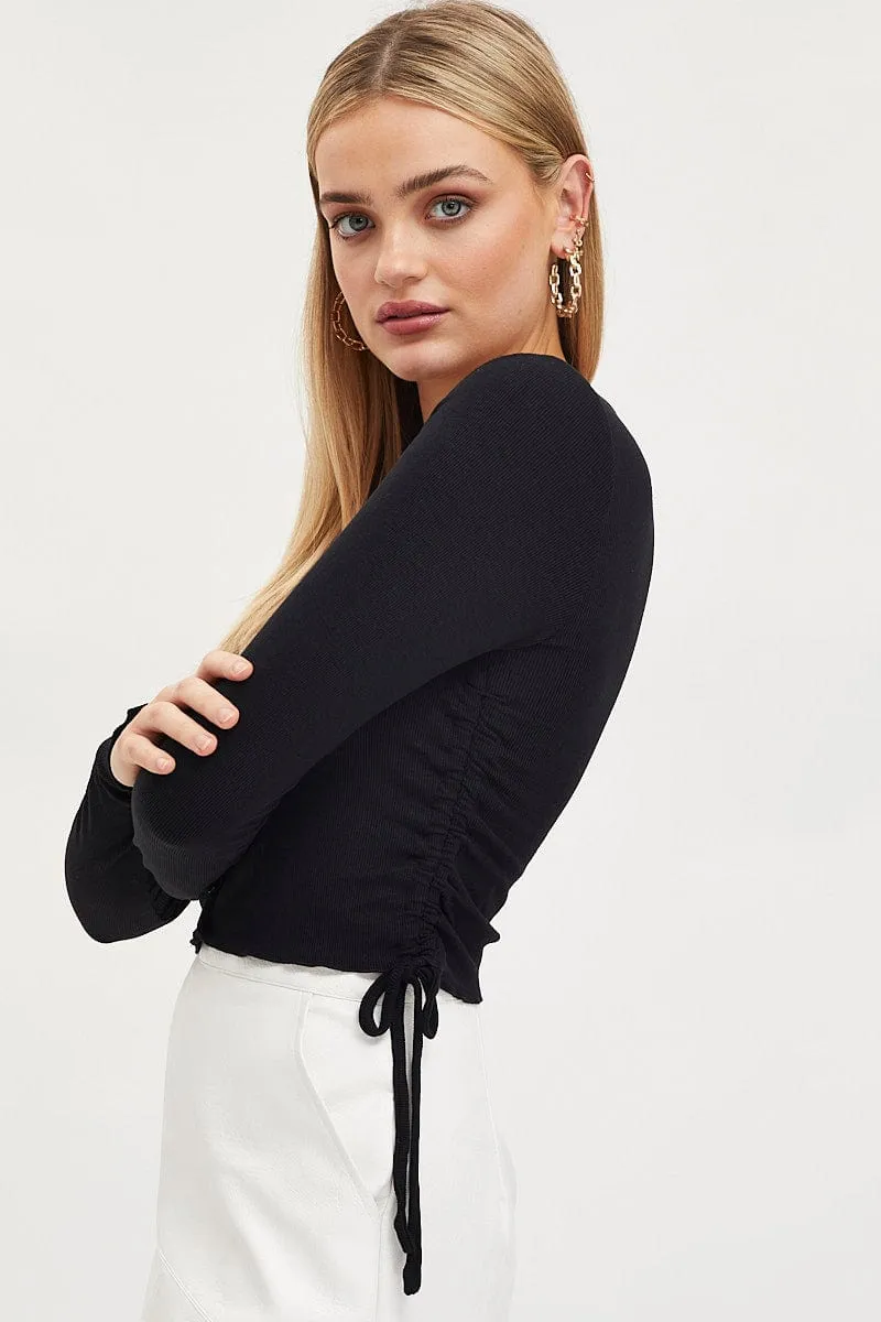 Black Button Front T Shirt Long Sleeve sold by Ally Fashion product image thumbnail 2