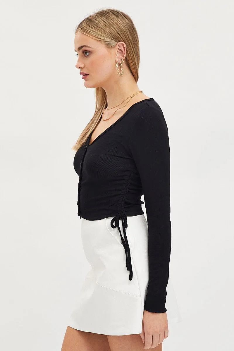 Black Button Front T Shirt Long Sleeve sold by Ally Fashion product image thumbnail 4