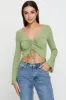 Green Crop Top Long Sleeve sold by Ally Fashion