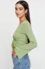 Green Crop Top Long Sleeve sold by Ally Fashion