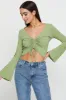 Green Crop Top Long Sleeve sold by Ally Fashion